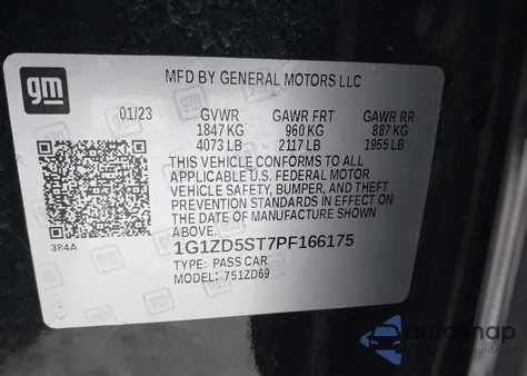 2023 Chevrolet Malibu Fwd 1Lt from USA, damaged, VIN 1G1ZD5ST7PF166175